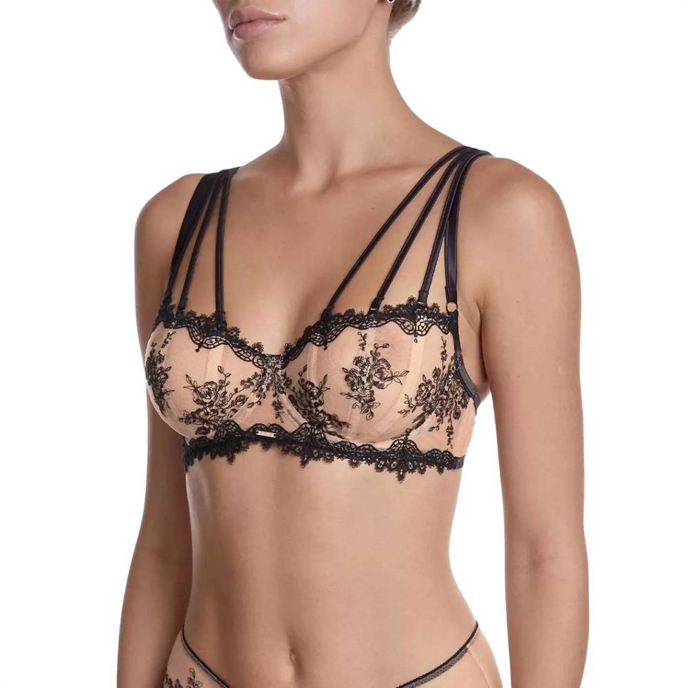 NEW AJOUR finsbury underwire balconette bra in beige & black